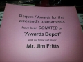27th Dartistry - Plaques & Awards donated by Jim